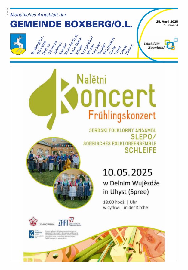 Monatliches Amtsblatt der Gemeinde Boxberg/O.L. Titelblatt 04/2025