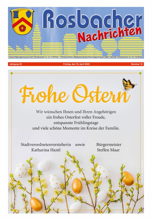 Rosbacher Nachrichten Titelblatt 16/2025