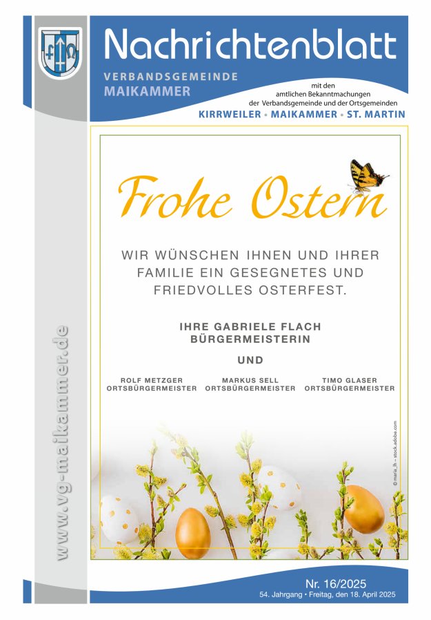 Nachrichtenblatt VG Maikammer Titelblatt 16/2025
