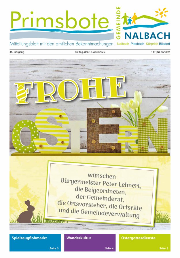 Primsbote Gemeinde Nalbach Titelblatt 16/2025