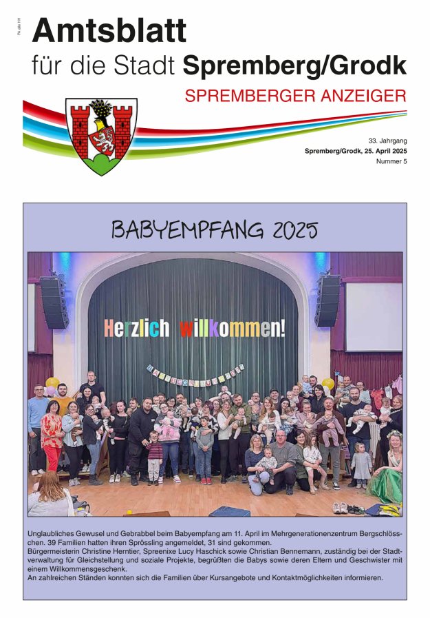 Amtsblatt für die Stadt Spremberg/Grodk – Spremberger Anzeiger Titelblatt 05/2025