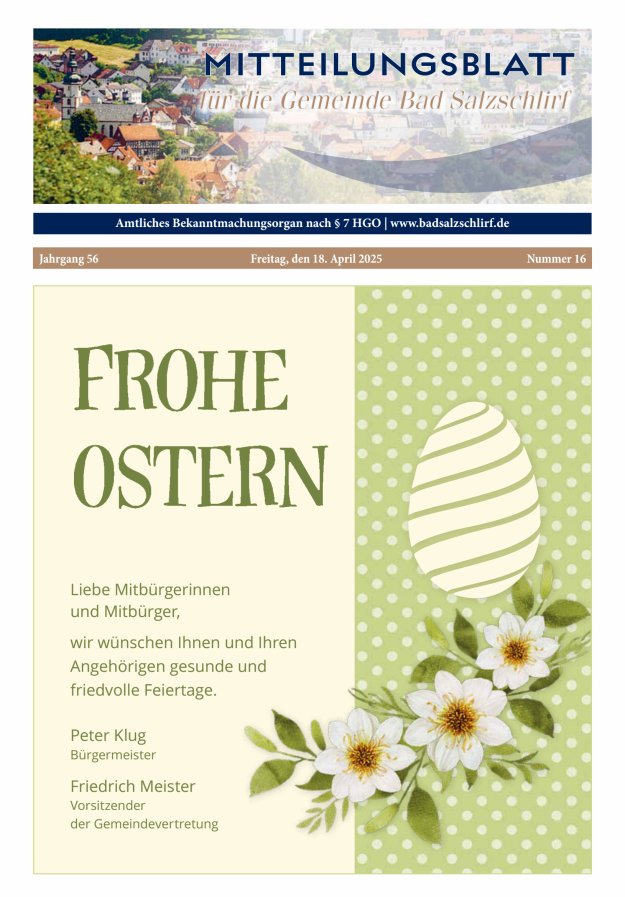 Amtliches Bekanntmachungsorgan der Gemeinde Bad Salzschlirf Titelblatt 16/2025