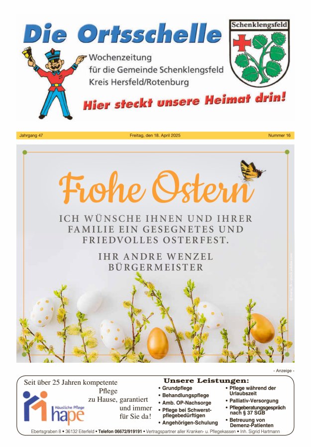 Die Ortsschelle Titelblatt 16/2025