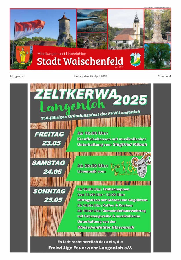 Stadt Waischenfeld - Mitteilungen und andere Nachrichten Titelblatt 04/2025