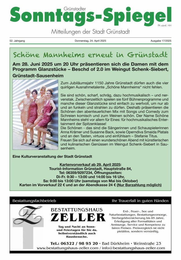 Grünstadter Sonntags-Spiegel Titelblatt 17/2025
