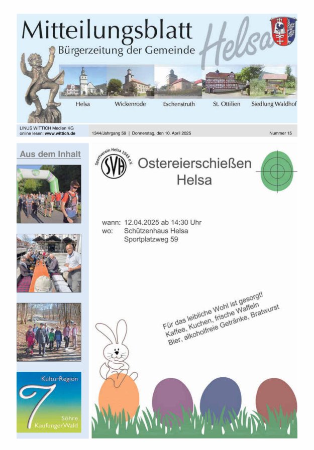 Mitteilungsblatt Helsa Titelblatt 15/2025