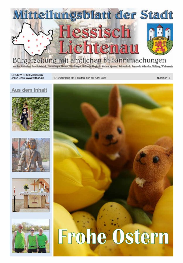 Mitteilungsblatt der Stadt Hess Lichtenau Titelblatt 16/2025