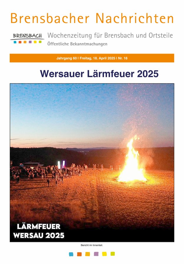 Brensbacher Nachrichten Titelblatt 16/2025