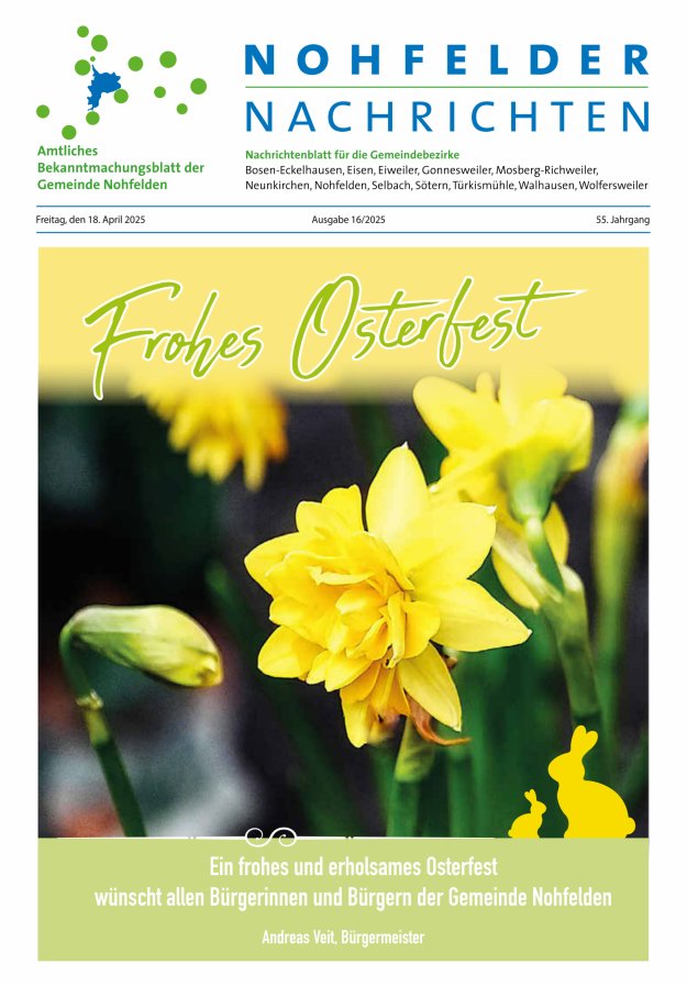 Nohfelder Nachrichten Titelblatt 16/2025