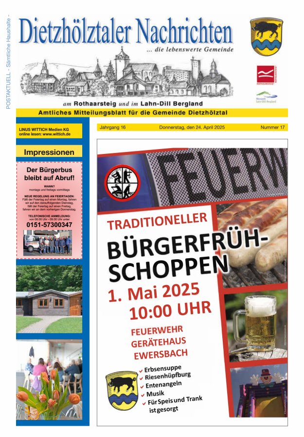 Dietzhölztaler Nachrichten Titelblatt 17/2025