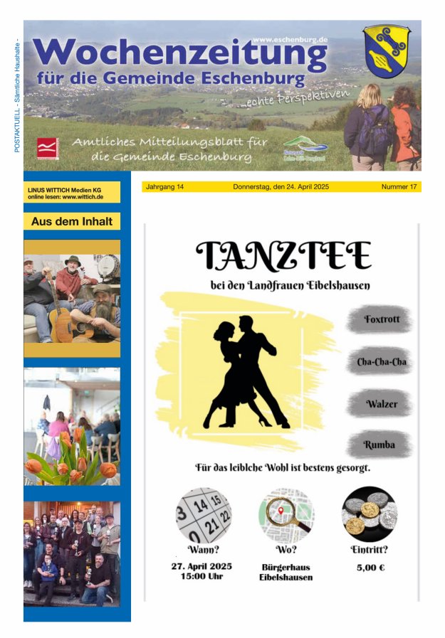 Wochenzeitung für die Gemeinde Eschenburg Titelblatt 17/2025