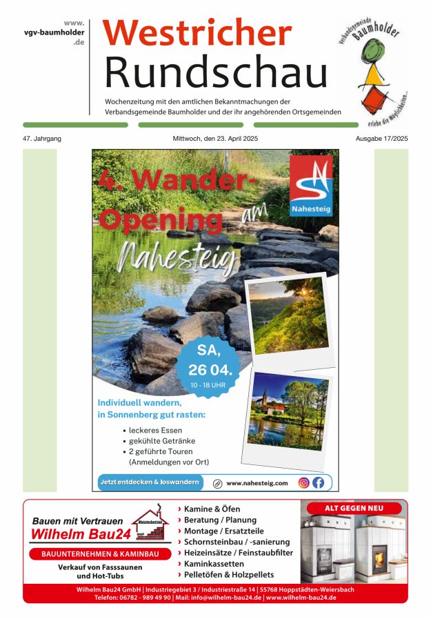Westricher Rundschau VG Baumholder Titelblatt 17/2025