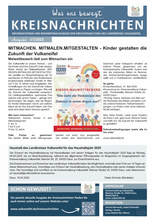Kreisnachrichten Titelblatt 17/2025