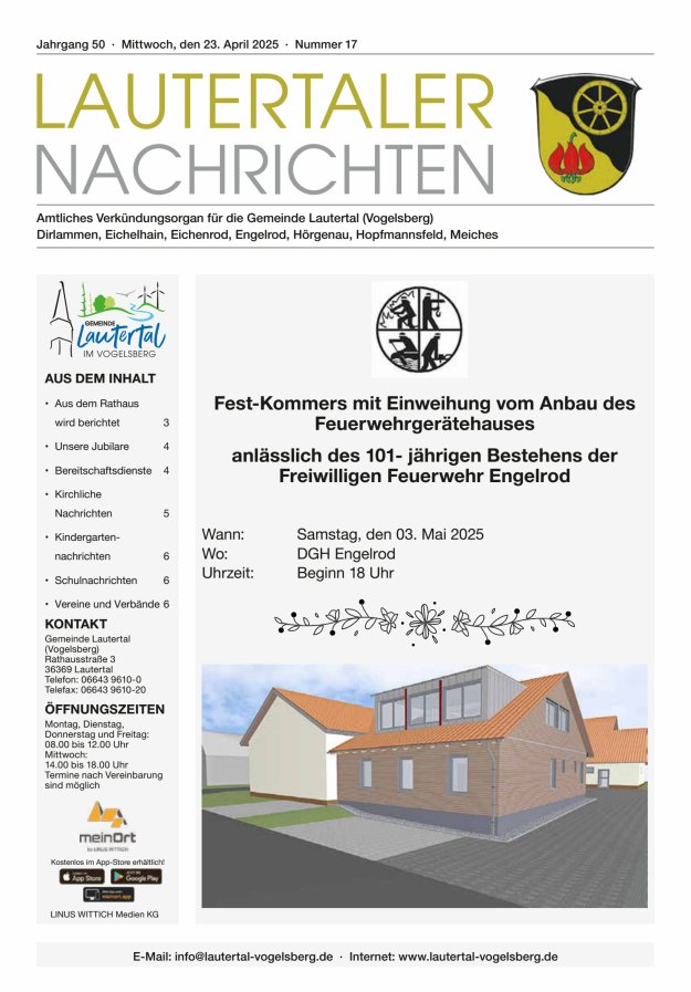 Lautertaler Nachrichten Titelblatt 17/2025