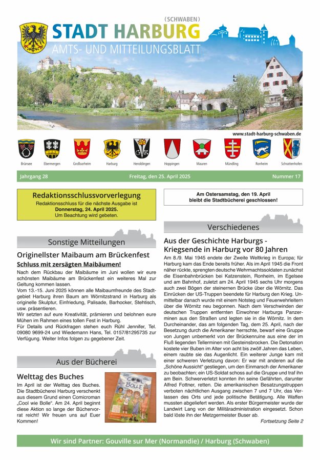 Amts- und Mitteilungsblatt der Stadt Harburg Titelblatt 17/2025