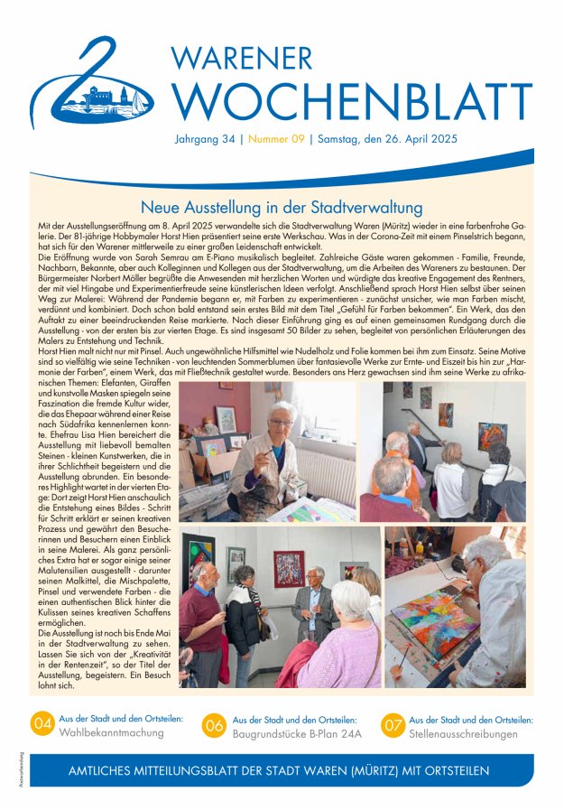Warener Wochenblatt Titelblatt 09/2025