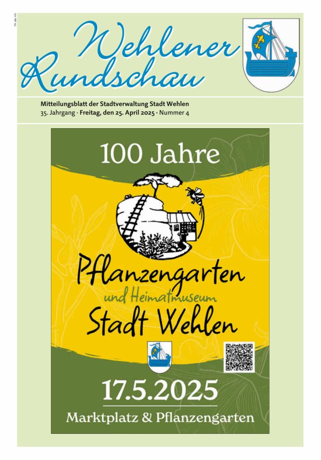 Wehlener Rundschau - Mitteilungsblatt der Stadtverwaltung Stadt Wehlen Titelblatt 04/2025