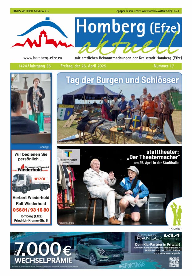 Homberg Efze aktuell Titelblatt 17/2025