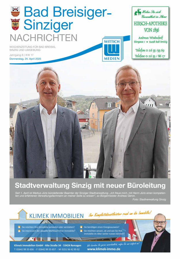 Bad Breisiger-Sinziger Nachrichten Titelblatt 17/2025