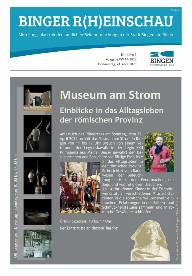 Binger R(h)einschau - Mitteilungsblatt mit den Amtlichen Bekanntmachungen der Stadt Bingen Titelblatt 17/2025