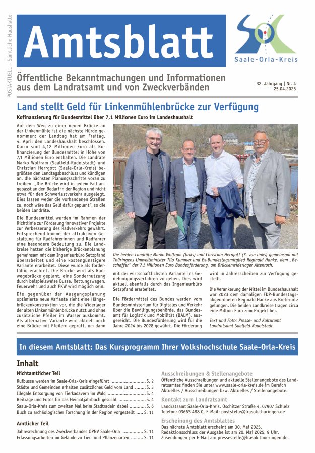 Amtsblatt des Saale-Orla-Kreises Titelblatt 04/2025