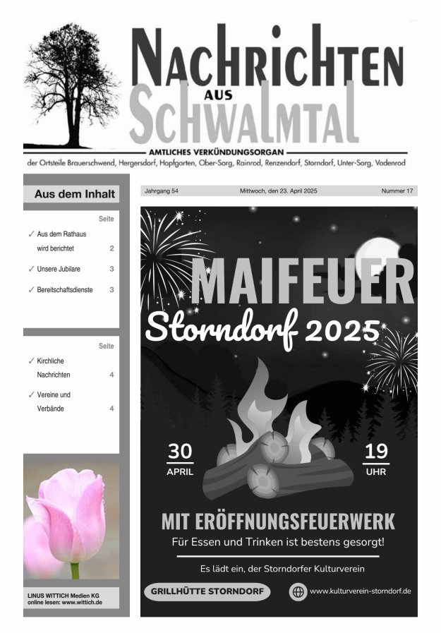 Nachrichten aus Schwalmtal Titelblatt 17/2025