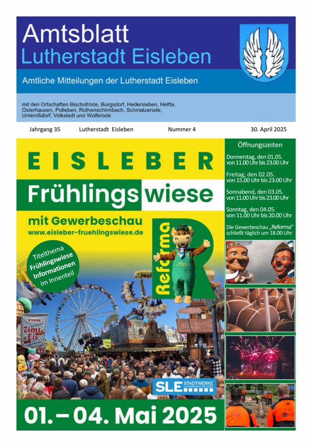 Amtsblatt Lutherstadt Eisleben – Amtliches Mitteilungsblatt der Lutherstadt Eisleben Titelblatt 04/2025