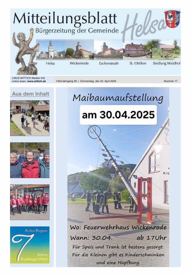 Mitteilungsblatt Helsa Titelblatt 17/2025