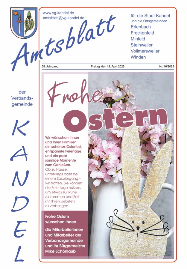 Amtsblatt VG Kandel Titelblatt 16/2025