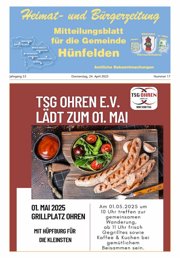 Mitteilungsblatt für die Gemeinde Hünfelden Titelblatt 17/2025
