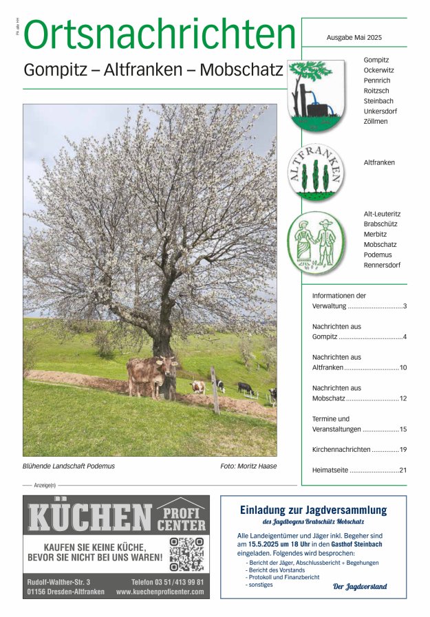 Ortsnachrichten Gompitz - Altfranken - Mobschatz Titelblatt 04/2025