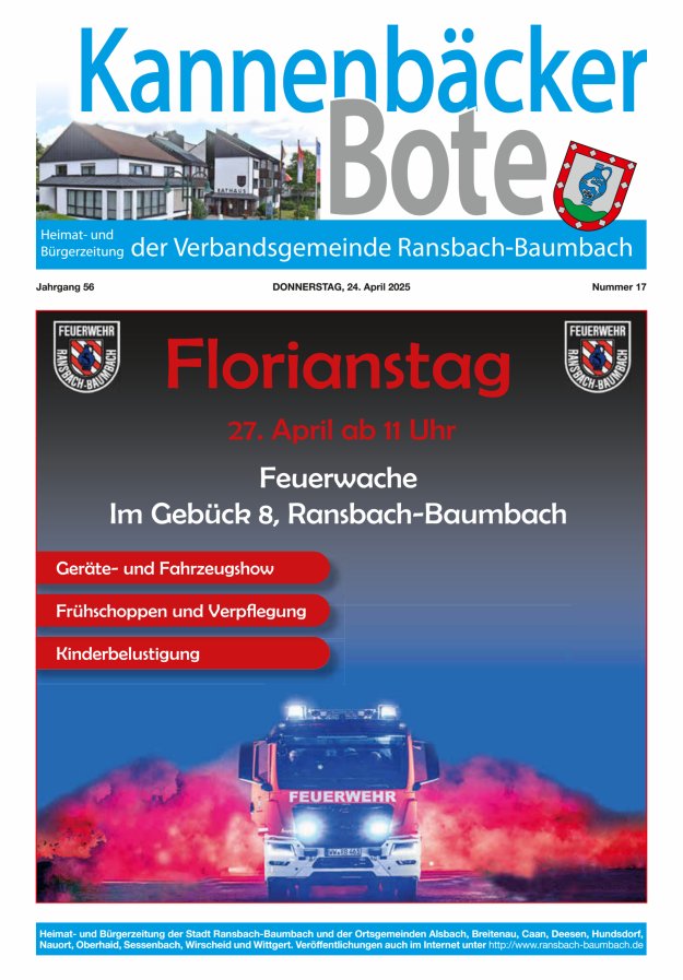 Kannenbäcker-Bote der Verbandsgemeinde Ransbach-Baumbach Titelblatt 17/2025