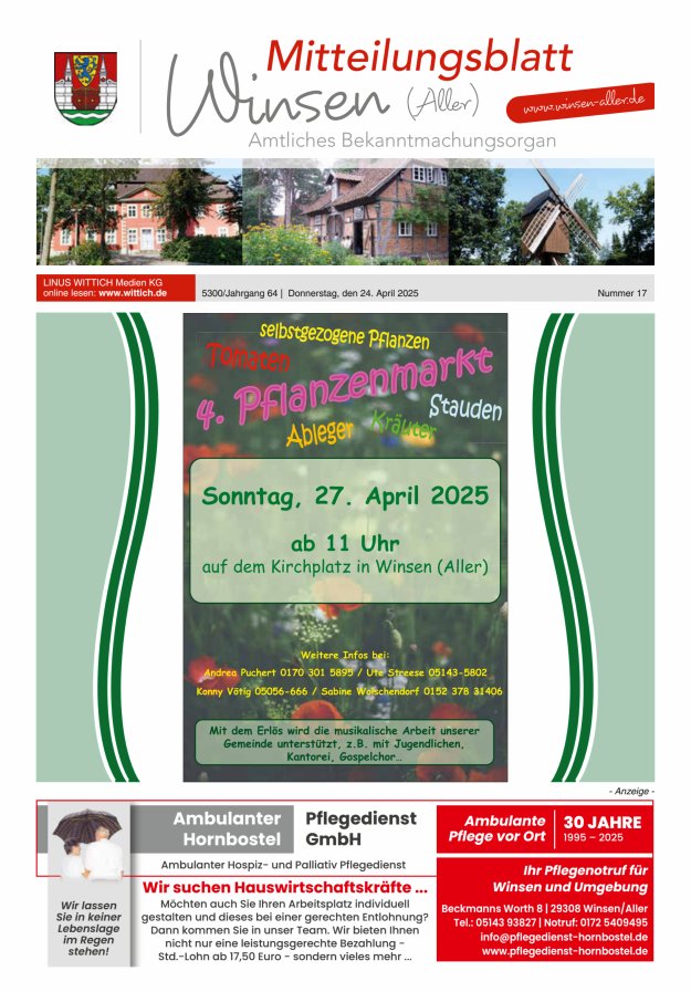Mitteilungsblatt der Gemeinde Winsen Titelblatt 17/2025