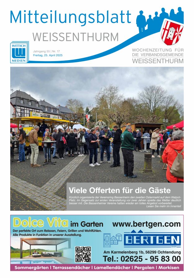 Mitteilungsblatt für den Bereich der Verbandsgemeinde Weißenthurm Titelblatt 17/2025