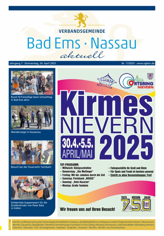 Bad Ems-Nassau aktuell Ausgabe Nassau Titelblatt 17/2025