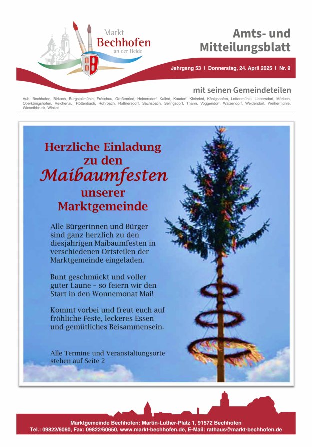 Amts- und Mitteilungsblatt für den Markt Bechhofen Titelblatt 09/2025