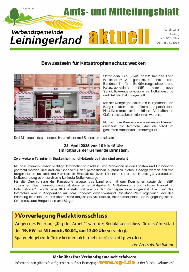 VG Leiningerland aktuell Titelblatt 17/2025