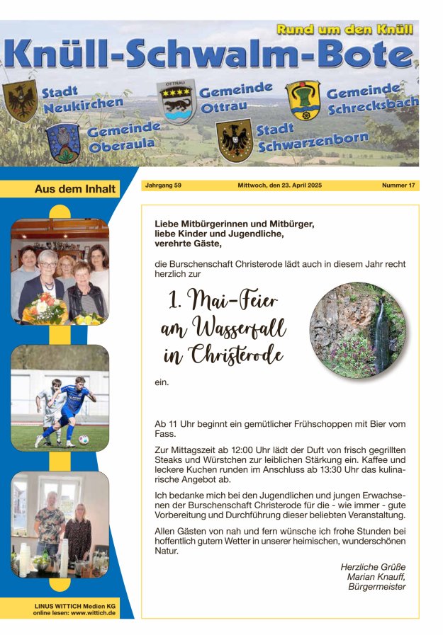Knüll-Schwalm-Bote Titelblatt 17/2025