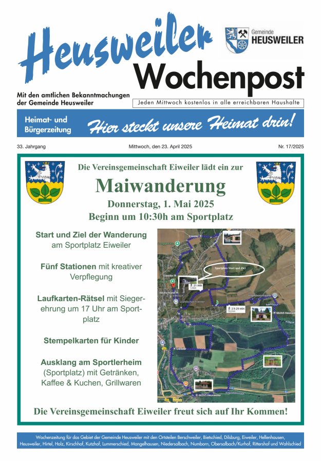 Heusweiler Wochenpost Titelblatt 17/2025