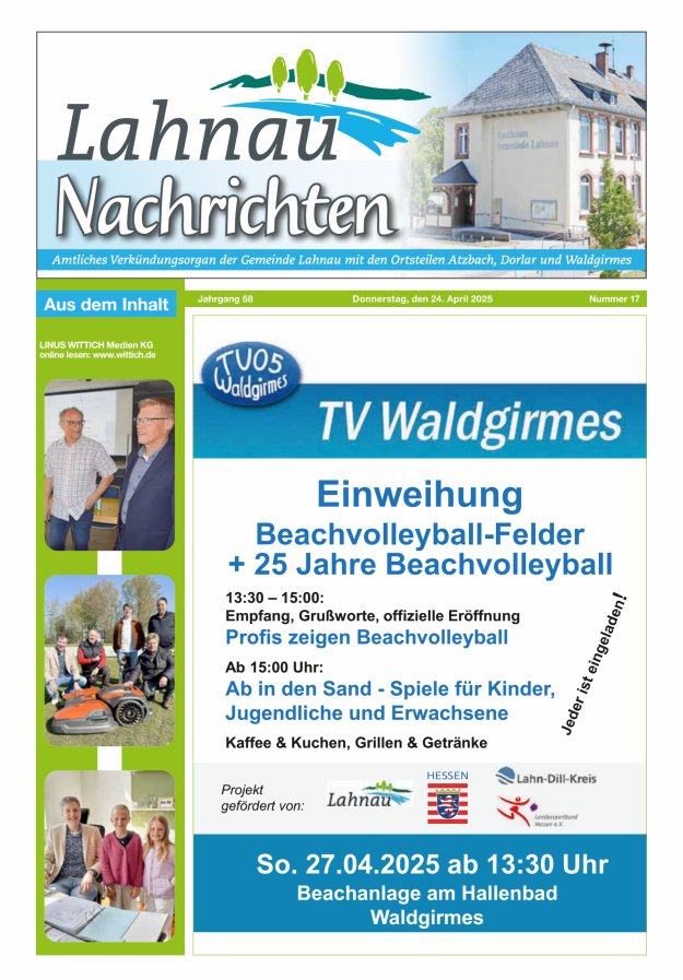 Lahnau Nachrichten Titelblatt 17/2025