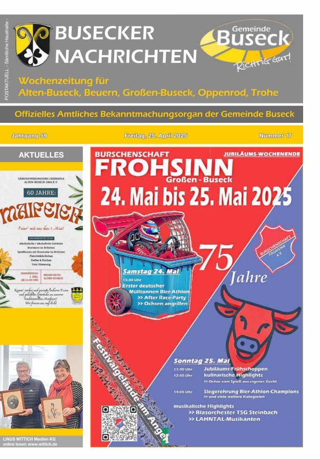 Busecker Nachrichten Titelblatt 17/2025