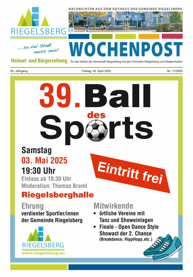Riegelsberger Wochenpost Titelblatt 17/2025