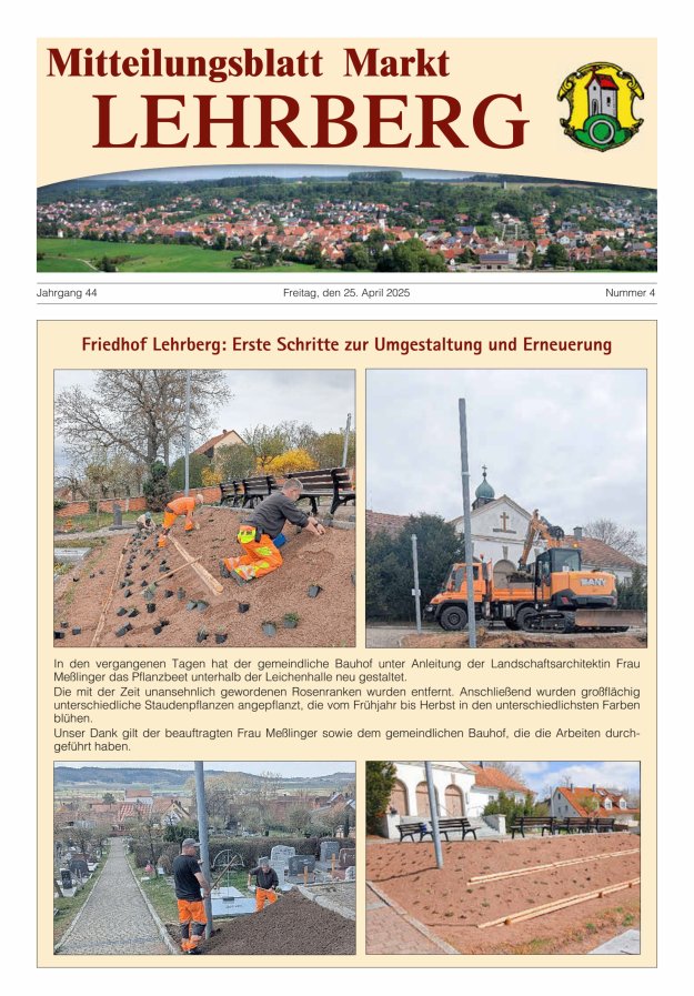 Mitteilungsblatt Markt Lehrberg Titelblatt 04/2025