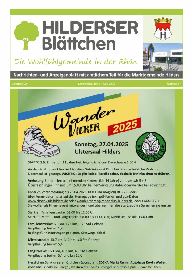 Hilderser Blättchen Titelblatt 17/2025