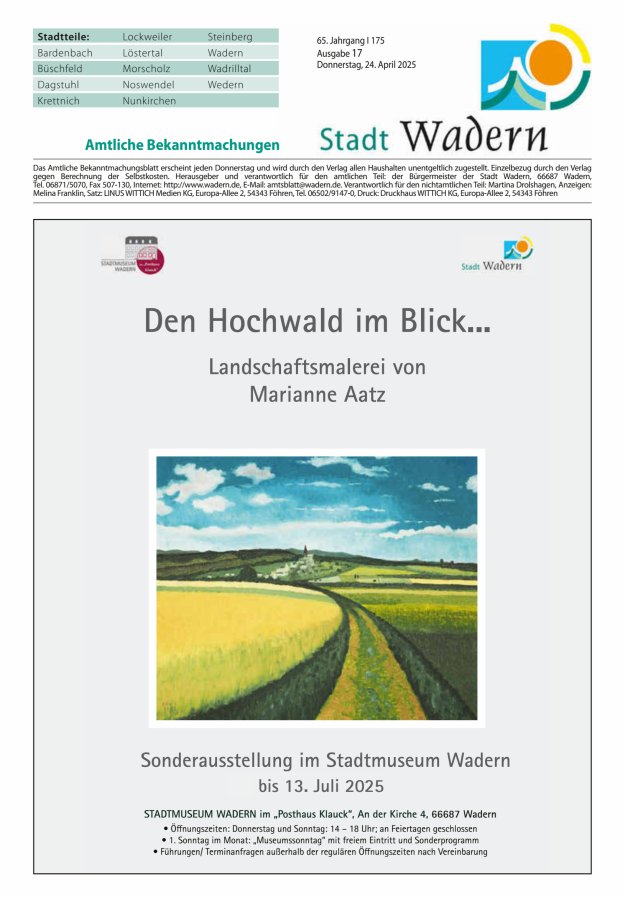 Stadt Wadern Titelblatt 17/2025