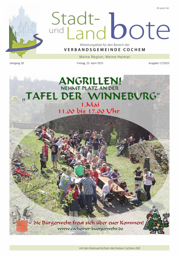 Stadt- und Landbote VG Cochem Titelblatt 17/2025