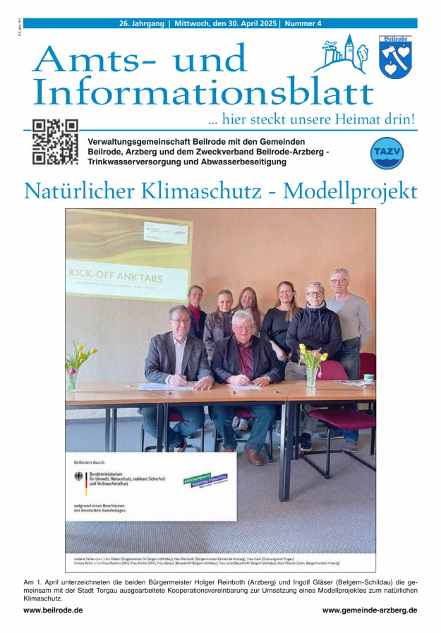 Amts- und Informationsblatt der Verwaltungsgemeinschaft Beilrode Titelblatt 04/2025