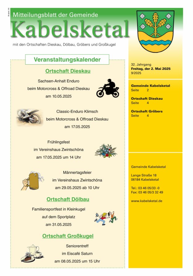 Amtsblatt der Gemeinde Kabelsketal mit den Ortsteilen Titelblatt 09/2025