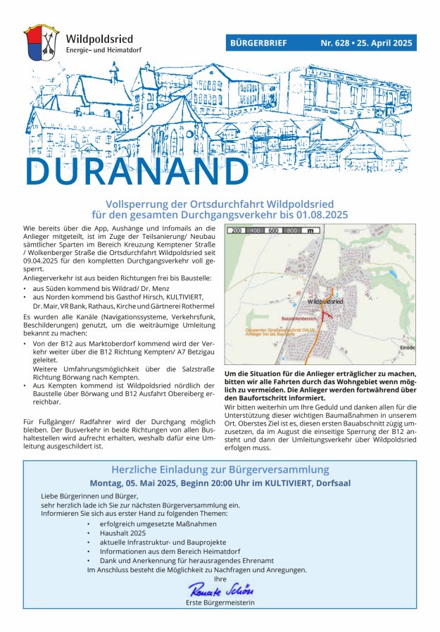 Wildpoldsrieder Duranand Titelblatt 628/2025