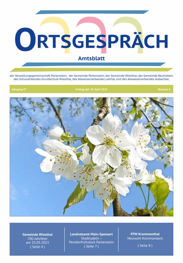Ortsgespräch - Amtsblatt der VG Partenstein und ihrer Körperschaften Titelblatt 08/2025